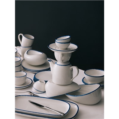 Салатник Magistro Blue Lagoon, 350 мл, 19.2×14.9×7.9, фарфор, белый