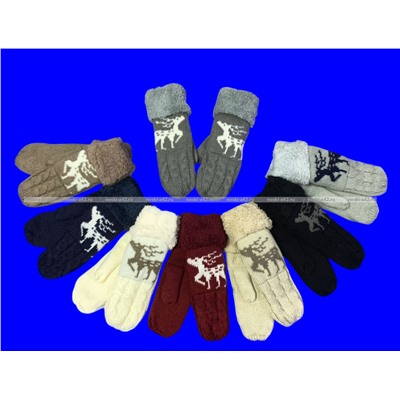 Варежки женские двойные внутри с мехом арт. А 116