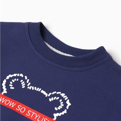 Комплект для девочки (джемпер, брюки), цвет тёмно-синий, рост 128 см