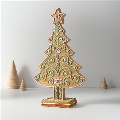 Фигурка полистоун «Ёлочка пряничная с узорами из глазури», 18.5×7×30.5 см