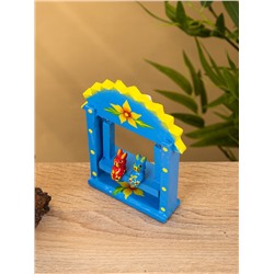 Сувенир «Зайки на качелях», 11×5.4×14.4 см, дерево, синий