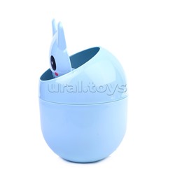 Контейнер для мусора настольный пластиковый "Kitties" 13x13x18 см с крышкой, овальной формы, голубой