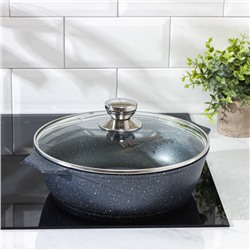 Жаровня Мечта «Гранит», 3 л, d=26 см, h=8 см, антипригарное покрытие, стеклянная крышка, серая