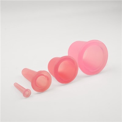 Набор вакуумных банок для массажа, силиконовые, d 7/5,5/3,9/1.6 см, 4 шт., цвет розовый