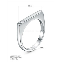 Кольцо из серебра с и фианитом родированное 925 пробы 411-10-767р