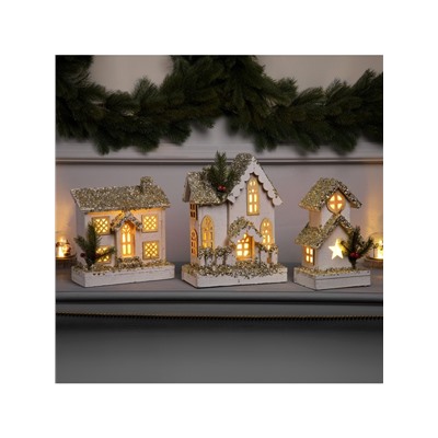 Фигура деревянная «Хижина», 28×21×11 см, 5 LED, батарейки AAx2 (не в комплекте), свечение теплое белое