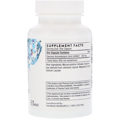 Thorne Research, PharmaGABA-250, 60 капсул