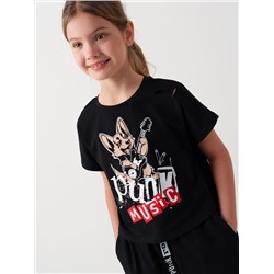 Комплект трикотажный для девочек: фуфайка (футболка), шорты