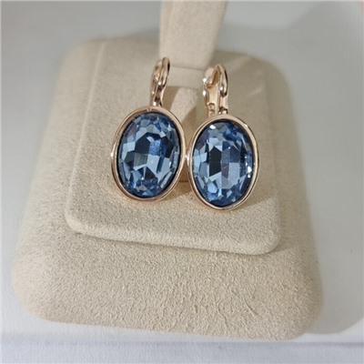 Серьги с кристаллом под Swarovski ювелирная бижутерия коллекция "Дубай" покрытие позолота, вставка: стекло, цвет: светло-синий, арт.414.729
