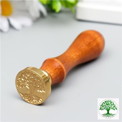 Печать для сургуча с деревянной ручкой «Зелёное дерево», 9×2.5×2.5 см
