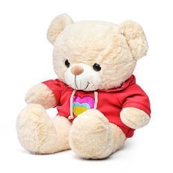 Мягкая игрушка "Медведь" в кофточке с разноцветным сердечком, 55см
