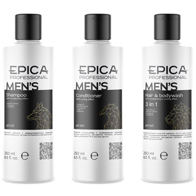 EPICA Набор Men`s (шампунь 250мл + кондиционер 250мл + универсальный шампунь 250мл)