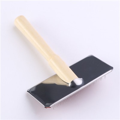 Пуходерка Wood средняя с каплями, деревянная ручка, 9×12 см