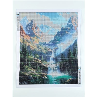 Алмазная мозаика с полным заполнением на холсте «Озеро в горах», 40×50 см