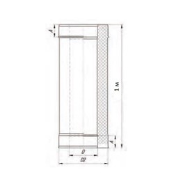 Сэндвич – труба для дымохода «УМК», 1.0 м, d=115×200 мм, нержавеющая сталь, 0.5 мм/0.5 мм