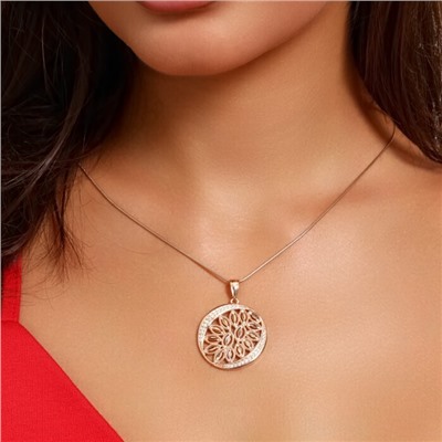 Кулон крупный круглый ювелирная бижутерия коллекция "Дубай" покрытие позолота, вставка: фианиты, цвет: прозрачный, арт.217.341