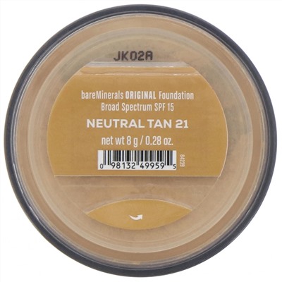 bareMinerals, Original, тональная основа, SPF 15, оттенок «Нейтральный загорелый 21», 8 г