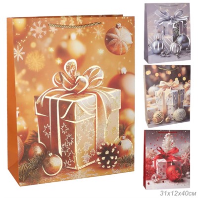 Пакет подарочный 31х40х12 / 200-L /уп 12/360/Новый год