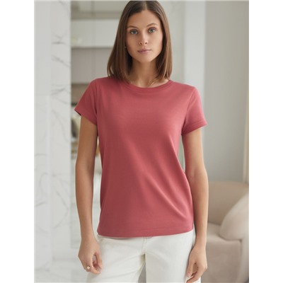 Базовая футболка полуприлегающая из премиального хлопка с эластаном