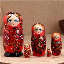 Матрёшка дерево «Ромашка», красная, 5-кукольная, 16 см