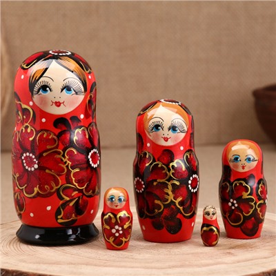 Матрёшка дерево «Ромашка», красная, 5-кукольная, 16 см