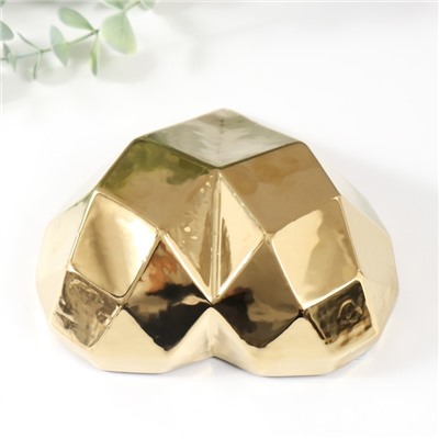 Фигурка керамика «Сердце 3D грани», золото, 15×15×5 см