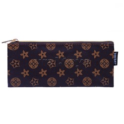 Пенал "Monogram" 21,5x9x1 см, плоский для 35 предметов, на молнии, искусственная кожа до -40C с антивандальной фактурой, с подкладом, коричневый