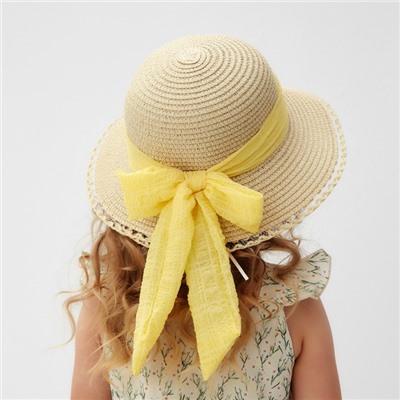 Шляпа для девочки MINAKU «Принцесса», размер 52, бежевая