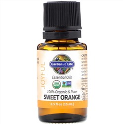 Garden of Life, 100% Organic & Pure, Essential Oils, Joyful, Sweet Orange, 0.5 fl oz (15 ml)