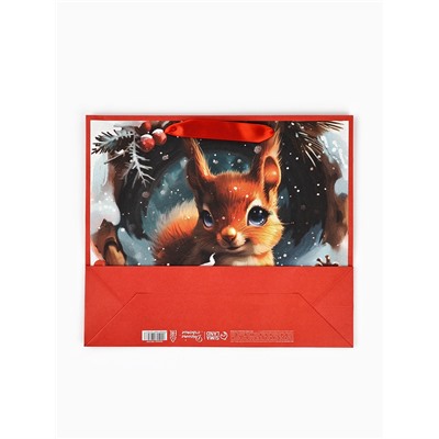 Пакет подарочный крафтовый, «С Новым Годом», 30×26×9 см