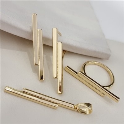 Комплект ювелирной бижутерии Итальянское золото (покрытие желтое 14к), серьги, кулон и кольцо 18 р, арт.313.216-18