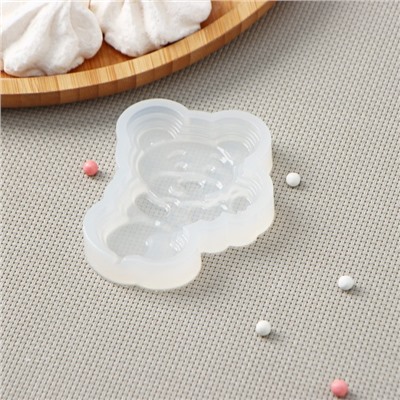 Молд для заливки «Мишка с сердцем», 7×5.3 см, силикон, прозрачный