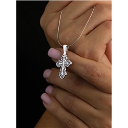 Крест православный из чернёного серебра - Спаси и сохрани 3,2 см 925 пробы 3-553чч