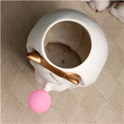 Фигурное кашпо для цветов «Девочка со жвачкой», 1.7 л, 23×22×16 см, полистоун, белое