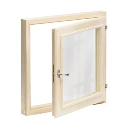 Окно деревянное для бани, 60×60 см, двойное стекло