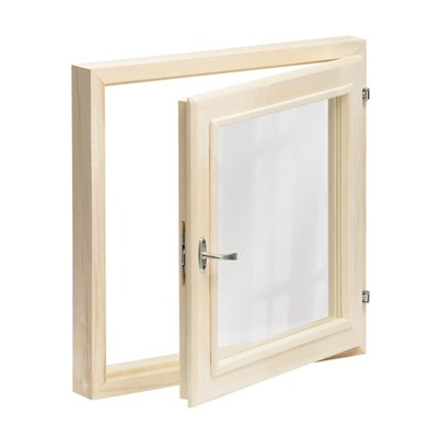 Окно деревянное для бани, 60×60 см, двойное стекло