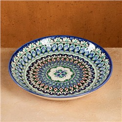 Ляган узбекский Риштанская Керамика «Узоры», d=25 см, синий