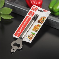 Открывашка Доляна Fargo, 18.5×4.5×2 см, нержавеющая сталь, цвет чёрный, серебряный