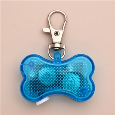 Маячок-адресник «Косточка», с наклейкой под записку, 3 режима свечения, пластик, металл, голубой