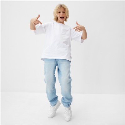 Футболка детская однотонная MINAKU: Basic line, белая, рост 116 см