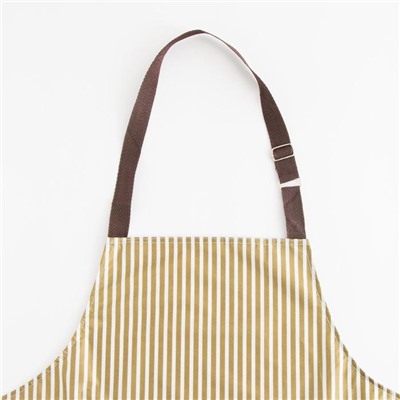 Фартук «Доляна», зелёный, в полоску, с карманами, 70×65 см