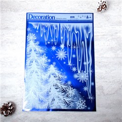 Наклейка новогодняя 38х30 Снежинки / 611-7 /уп 12/300/ микс