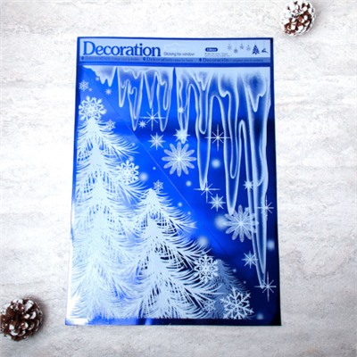 Наклейка новогодняя 38х30 Снежинки / 611-7 /уп 12/300/ микс