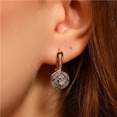 Серьги ювелирная бижутерия коллекция "Дубай", покрытие позолота, вставка: фианиты, цвет: прозрачный, арт.213.555