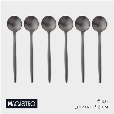 Набор чайных ложек Magistro «Фолк», длина 13.2 см, 6 шт., нержавеющая сталь, чёрный