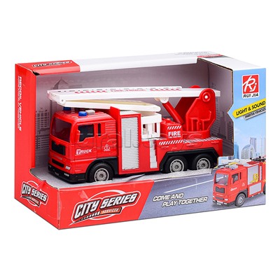 Машина "Пожарная" с лестницей (свет, звук) в коробке