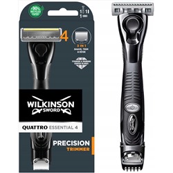 Станок для бритья Schick (Wilkinson Sword) QUATTRO Titanium Precision (+1 кассета) с триммером и батарейкой