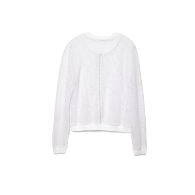 Жакеты CONTE LJ 1133 Белый фактурный бомбер в сеточку на молнии