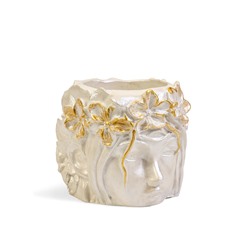 Декоративное кашпо для цветов «Вера», 300 мл, 11×11×10 см, гипс, белое