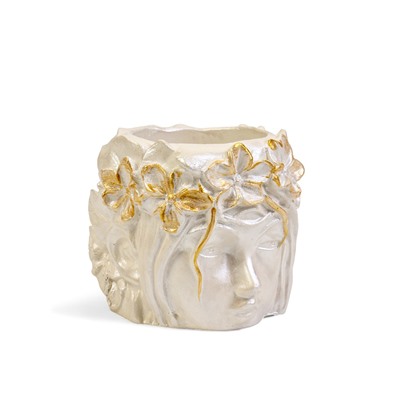 Декоративное кашпо для цветов «Вера», 300 мл, 11×11×10 см, гипс, белое